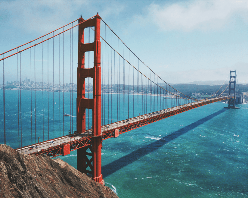 View of the Golden Gate Bridge in San Francisco.